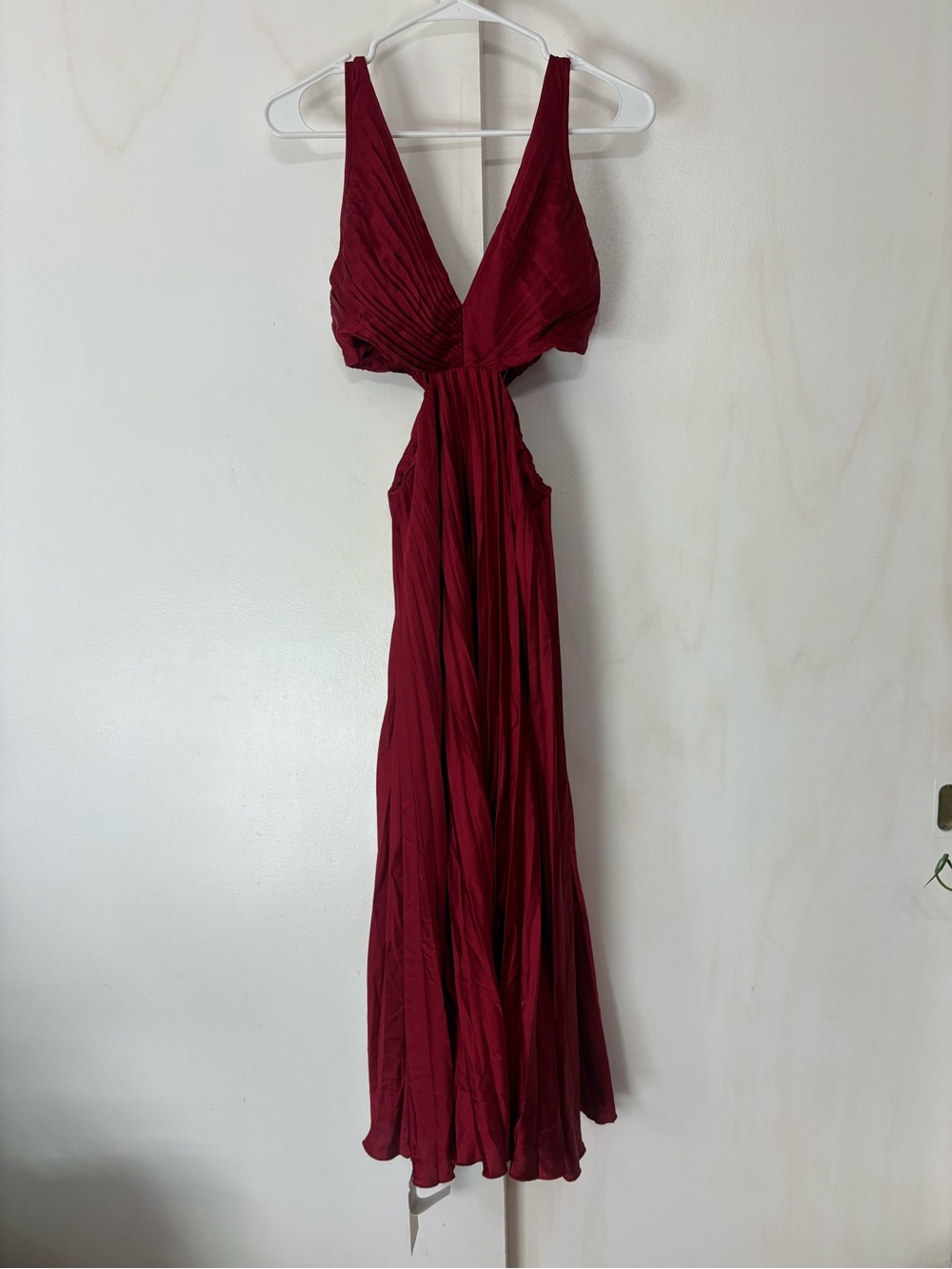 Abercrombie & Fitch Deep Red Plunge Maxi Dress
